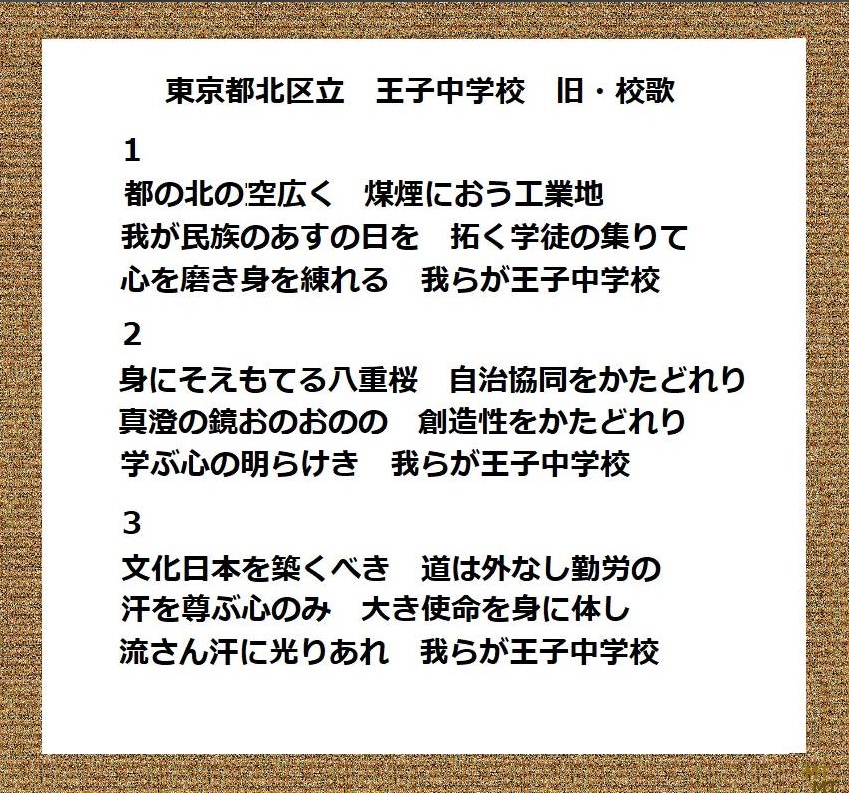 東京都北区立・王子中学校・歌詞